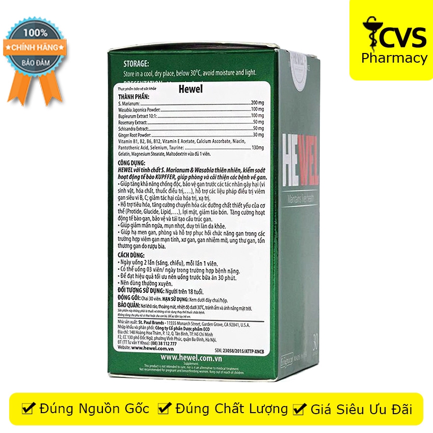Hewel - Viên uống tăng cường chức năng gan (Hộp 30 viên) - cvspharmacy