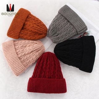 Mũ Len Trùm Đầu Dày Dặn Mềm Mại Màu Trơn Thời Trang Mùa Đông Cho Nam Và Nữ