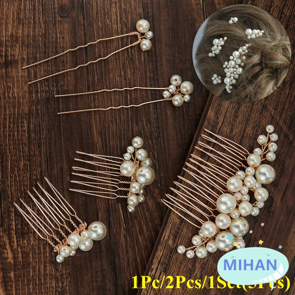 Lược cài tóc đính ngọc trai giả làm đẹp cho cô dâu trong tiệc cưới