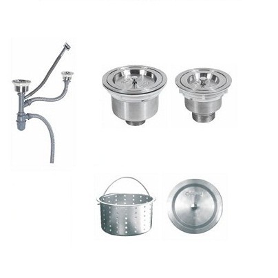 XI PHÔNG ỐNG XẢ CHẬU RỬA BÁT 2 HỐ BẦU INOX Cao Cấp