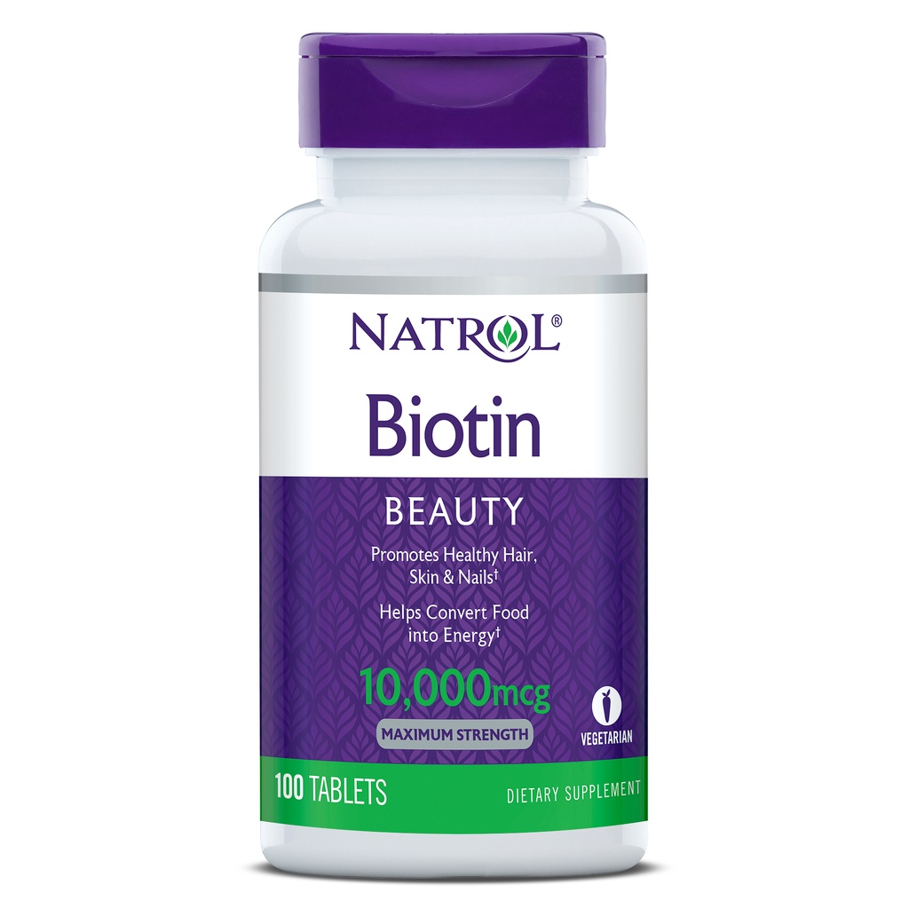 Viên uống mọc tóc móng, giảm gãy rụng Natrol Biotin maximum strength 10,000mcg 100 viên Extaste