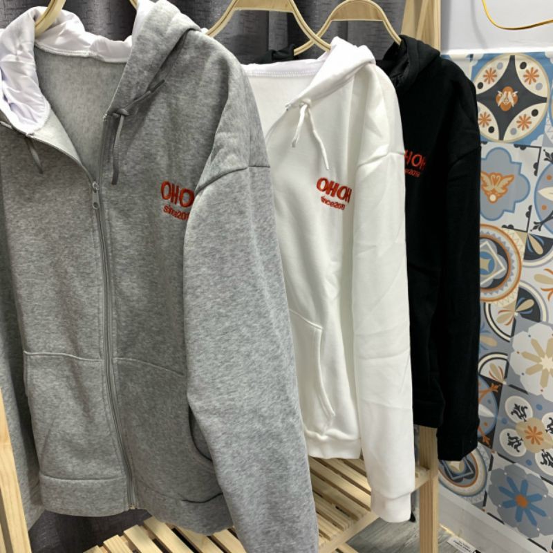 🌈𝗡𝗘𝗪 𝗔𝗥𝗥𝗜𝗩𝗔𝗟💢 Áo Khoác Hoodie Nỉ Dây Kéo Unisex Oh Oh Form Lửng A122