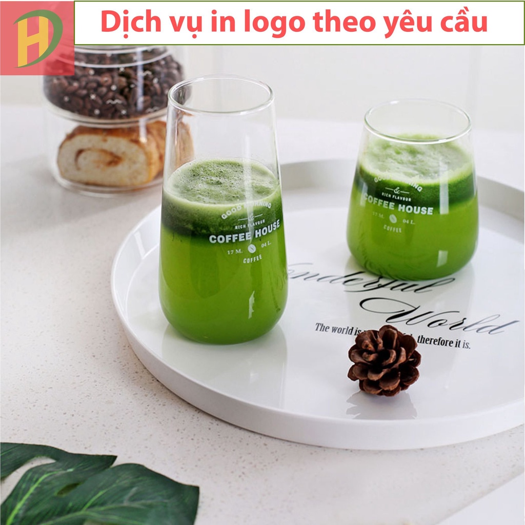 Ly thủy tinh chịu nhiệt 400ml - 500ml , cốc thủy tinh Sweet phong cách Hàn Quốc