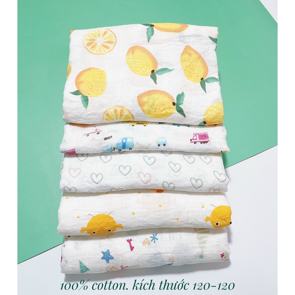 Khăn tắm aden cotton KT 120x120 dùng cho bé sơ sinh.