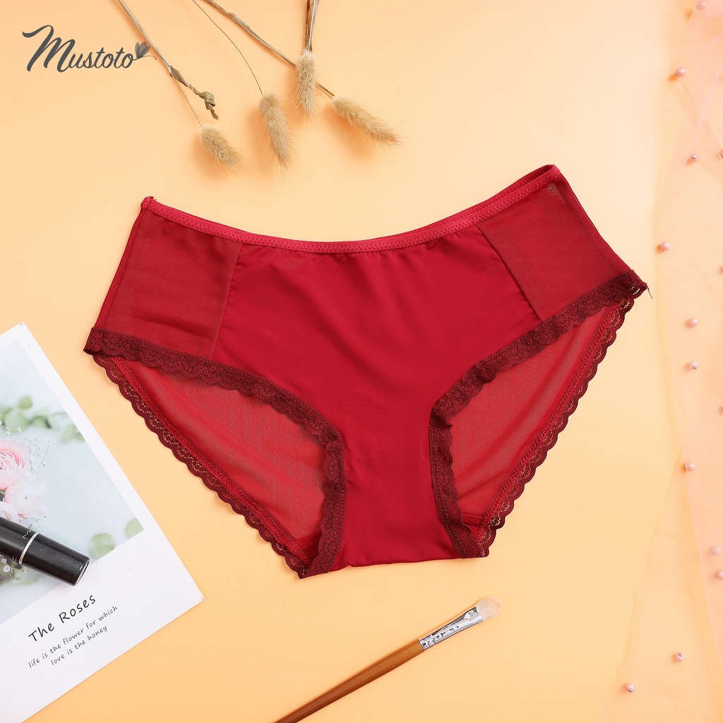 Bộ Đồ Lót Nữ Trơn Mút Mỏng 1cm Cúp Ngực Màu Đỏ Tháo Rời Dây (Mustoto MA45 MQ04)