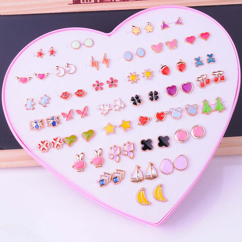 Hộp 36 đôi khuyên tai nhiều kiểu dáng mini đáng yêu thời trang dành cho nữ