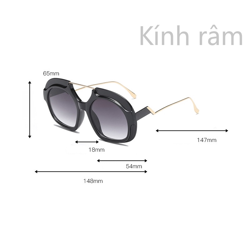 Kính râm cỡ lớn tròng to màu gradient thời trang