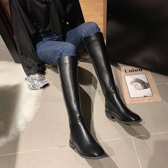 Boots lửng Ulzzang cổ cao da trơn khoá sườn | BigBuy360 - bigbuy360.vn