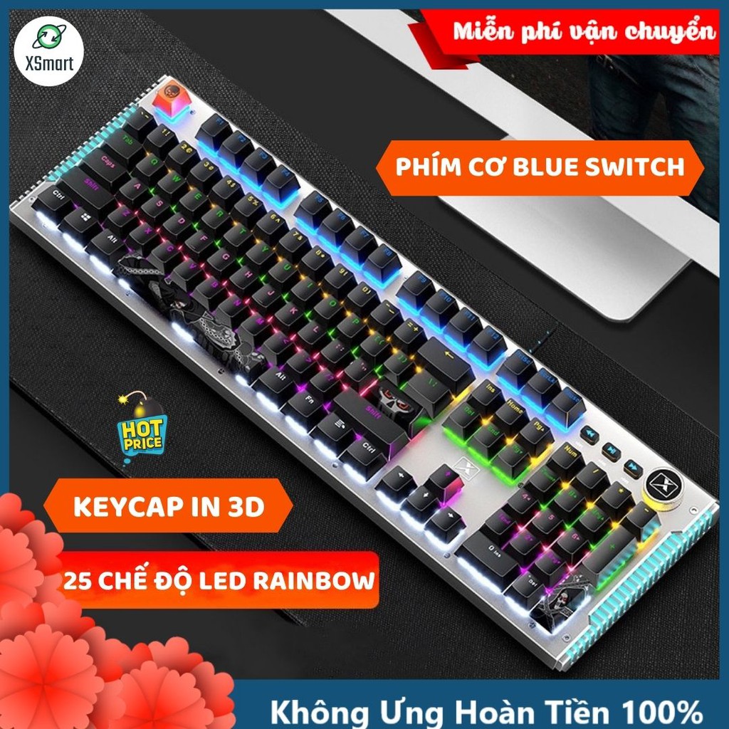 Bàn Phím Cơ Gaming Mẫu Mới K968 SUPER GAME 2021 Có 25 Chế Độ Led Đổi Màu Keycap Siêu Xịn, Tương Thích Máy Tính PC LAPTOP