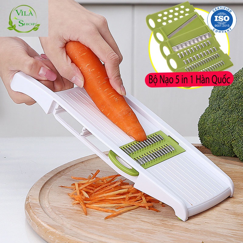 Bộ Nạo Củ Quả Đa Năng 5 In 1 Hàn Quốc, Bào Lát Mỏng, Nạo Nhựa Đa Năng Tạo Hình Rau Củ Quả Đơn Giản An Toàn Tiện Lợi