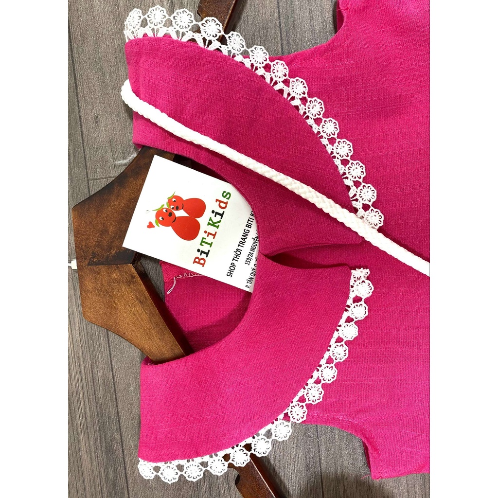 Đầm bé gái,váy trẻ em phối 3 màu vải Linen cao cấp kèm túi siêu xinh cho bé ,BITIKIDS size 0 đến 8 tuổi.