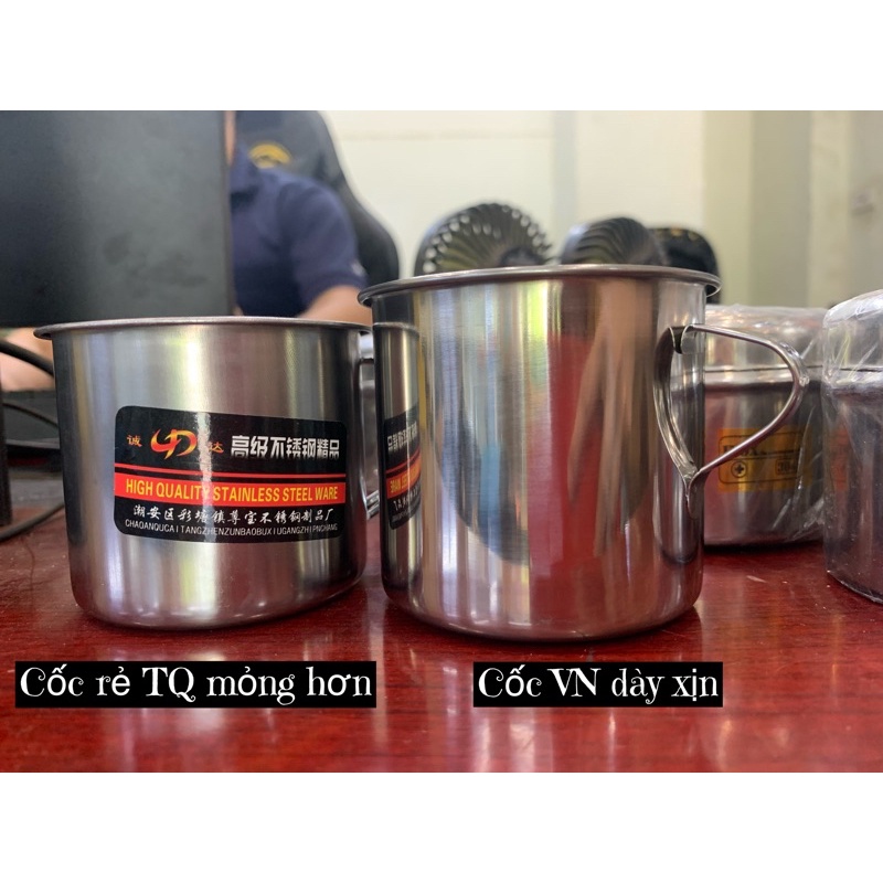 Ca, cốc inox có quai 8cm giá rẻ đồ dùng gia đình và mầm non Thông tư 02