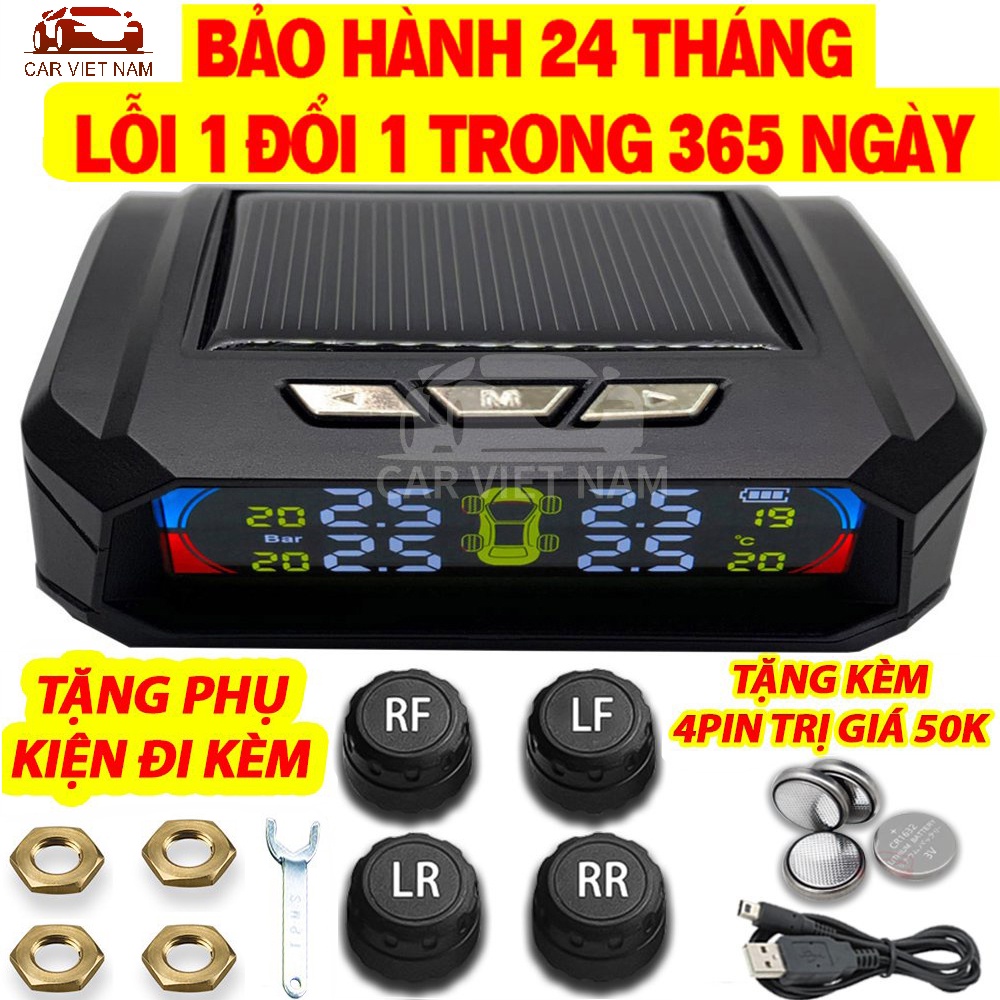 Cảm biến áp suất lốp ô tô xe hơi Carvietnam TPMS Cao Cấp Tiếng Việt Van Ngoài Bản Quốc Tế Màn Hình Màu LCD Cao Cấp