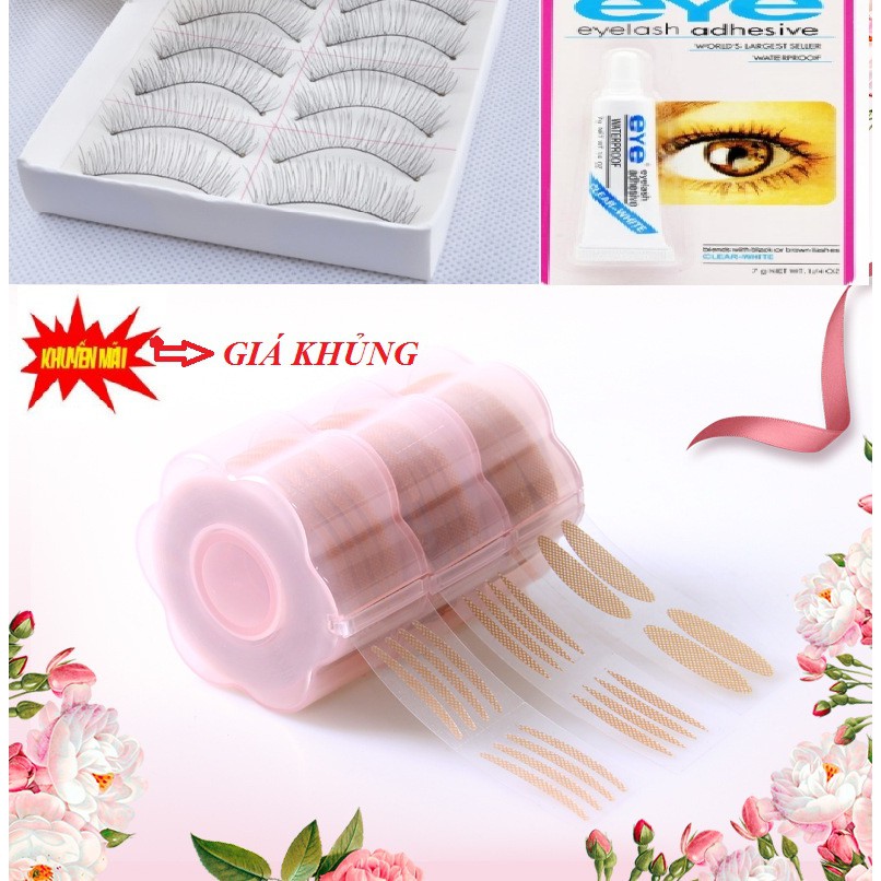 Combo 440 Chiếc Dán Kích Mí Hàn Quốc- 10 Cặp Mi Lụa Đài Loan- Keo dán Mi