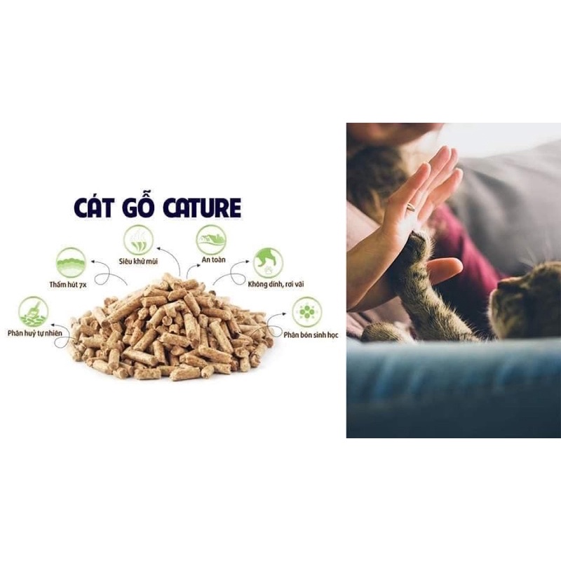 Cát gỗ Cature 6L kháng khuẩn mạnh hơn,an toàn bé mèo và môi trường-Chăm sóc sức khỏe thú cưng GogiMEOWMART
