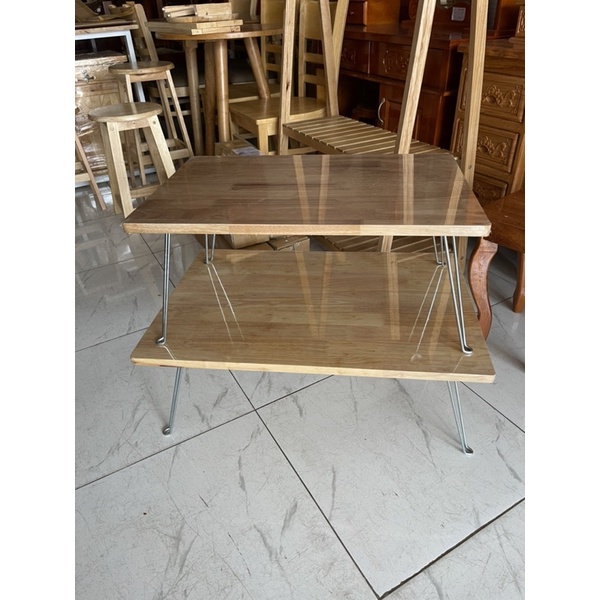 Bàn Xếp Mặt Gỗ & Ván Chân Sắt Xếp Gọn