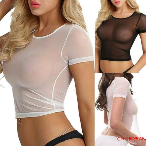 Áo croptop lưới xuyên thấu ôm sát gợi cảm cho nữ