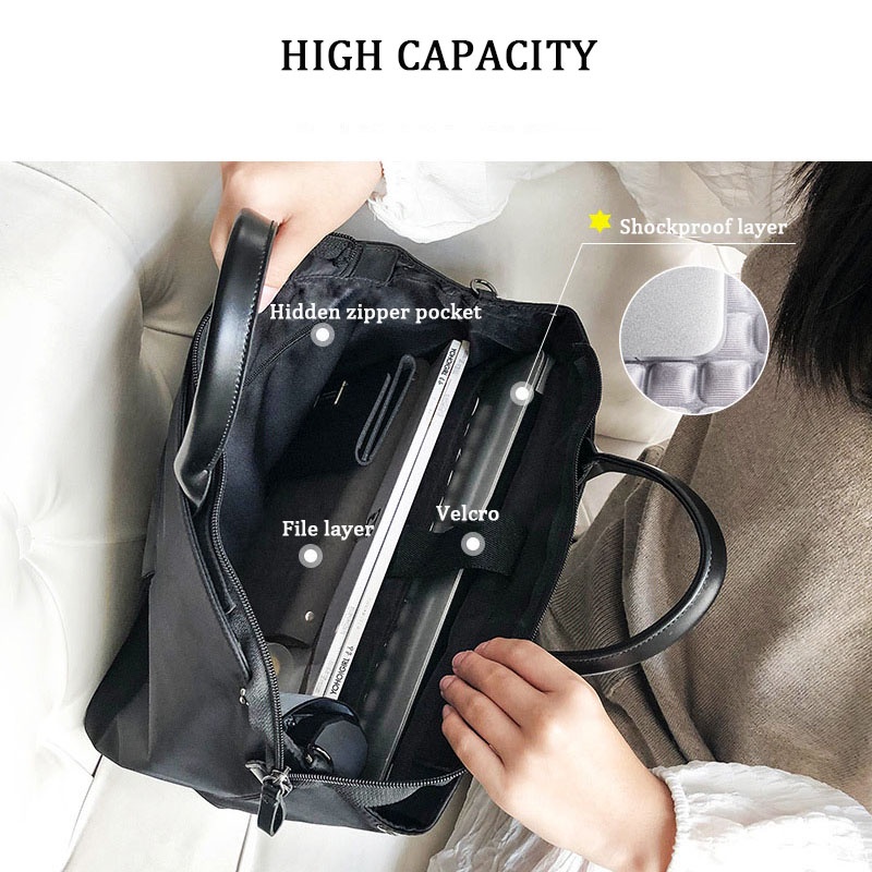 Túi đựng laptop 13.3 14 15.6 inch chống thấm nước có dây đeo vai tháo rời được dành cho nữ