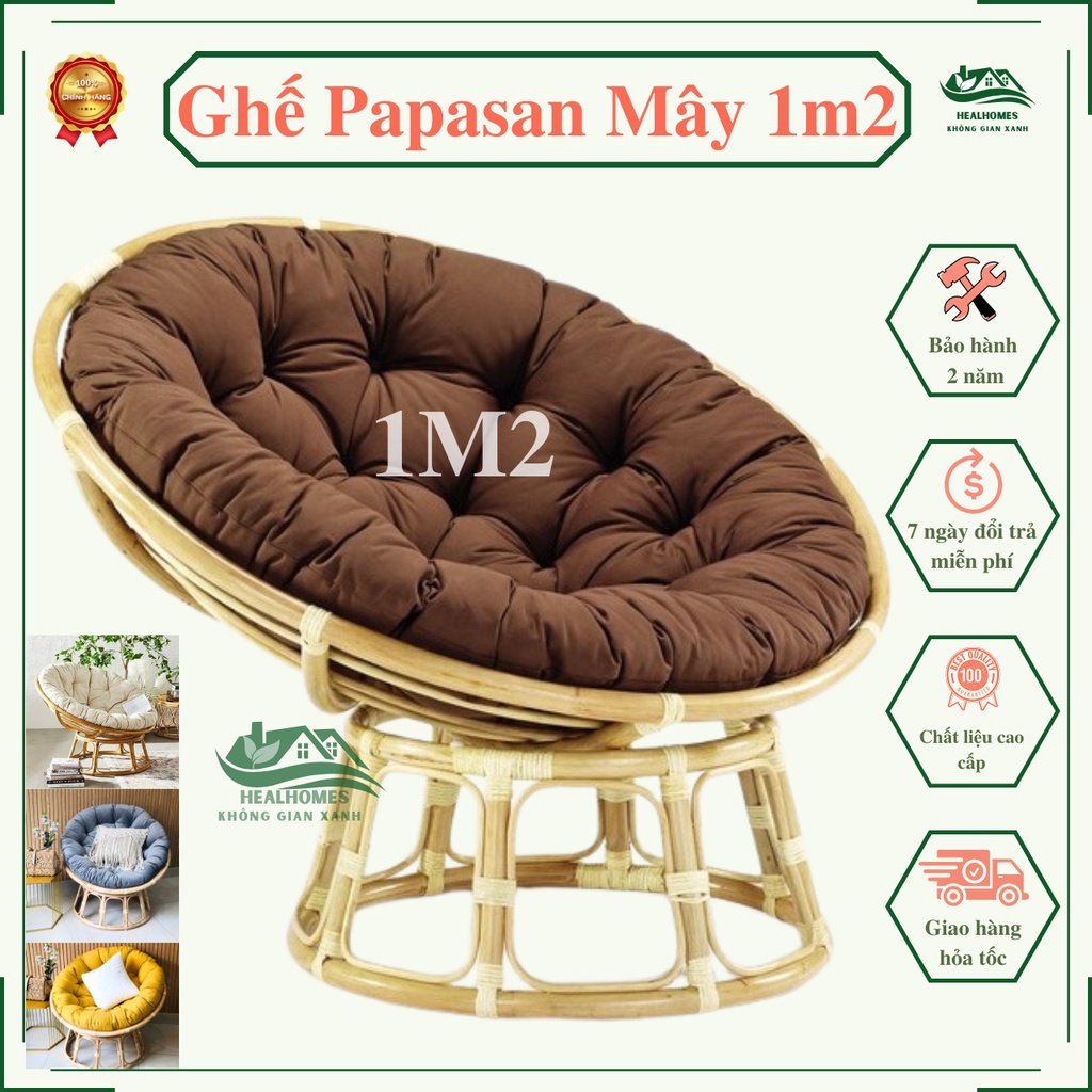 Ghế lười thư giãn Papasan 1m2 mây phòng ngủ cho bé, decor ban công nằm thư giãn, trang trí phòng khách vip / HealHomes