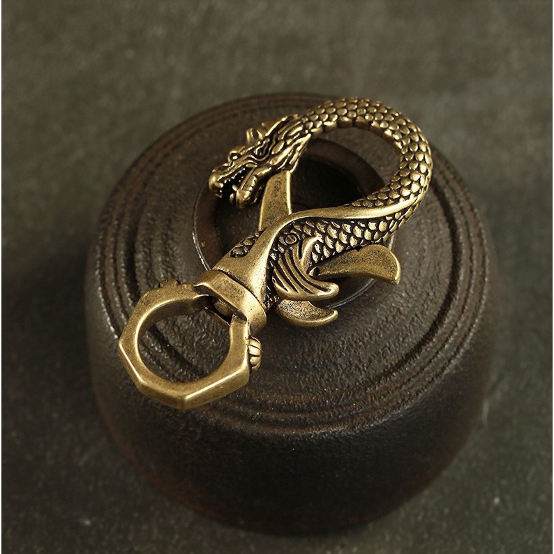 Móc Khoá Phong Thủy, Móc Khoá Thắt Lưng Bằng Đồng Hình Vòi Đầu Rồng