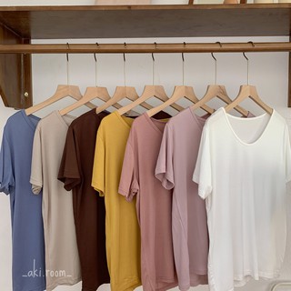 Áo thun trơn cotton lạnh cổ tim