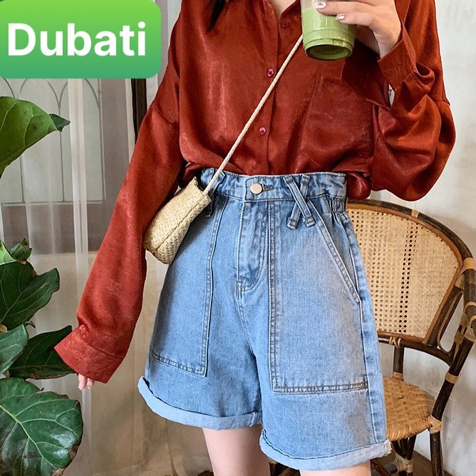 QUẦN SHORT JEAN LỬNG KIỂU NGỐ NỮ CHẤT BÒ XANH NƠ CHÉO HÀN QUỐC LƯNG CAO NÂNG MÔNG- DB 226- DUBATI FASHION