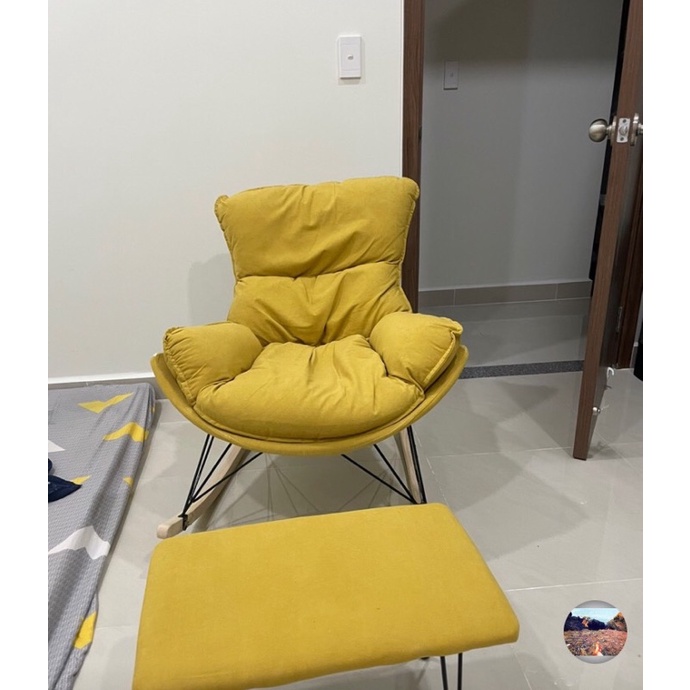 Ghế Bập Bênh Thư Giãn Chill Kèm Đôn Gác Chân