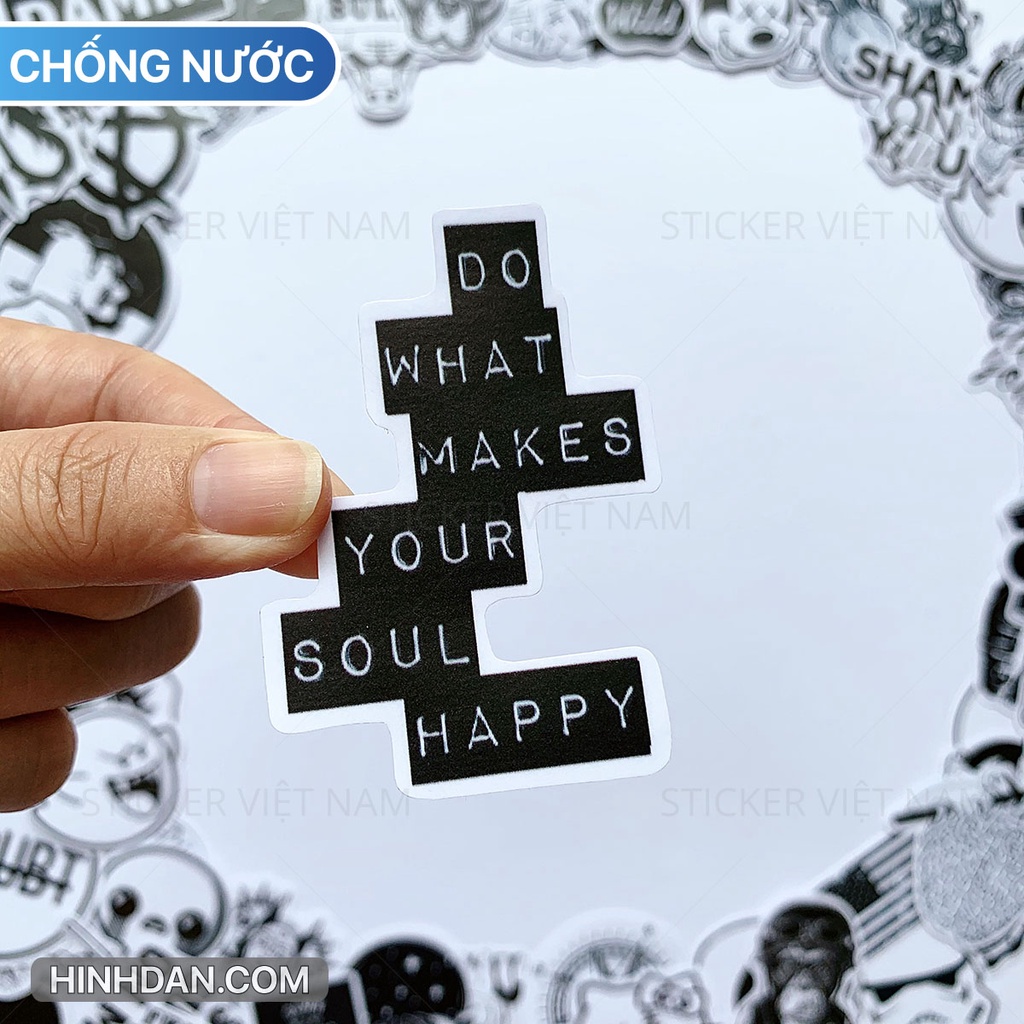 Sticker TRẮNG ĐEN - Black White ngầu Chống Nước Trang Trí Va Li, Xe, Laptop, Nón Bảo Hiểm, đàn guitar