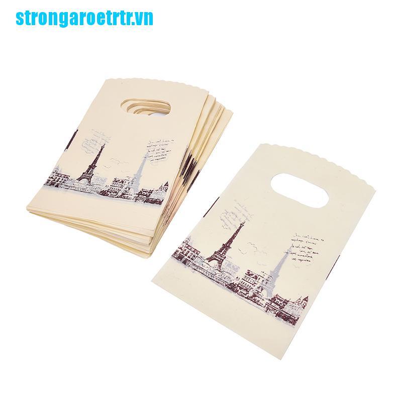 Bộ 100 Túi Mua Sắm Bằng Nhựa Màu Hồng Hình Tháp Eiffel