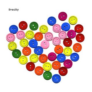 Set 100 nút gỗ tròn nhiều màu trang trí scrapbook