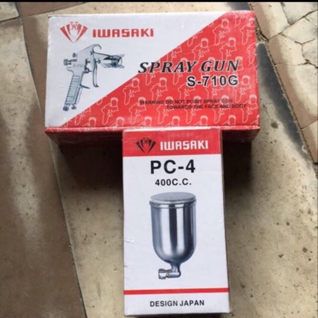 Bộ Phun Sơn Iwasaki F75 + Bình Chứa Sơn 400cc (Chính Hãng JAPAN) - Vỏ hộp màu đỏ và xanh tuỳ đợt hàng về nha  khách
