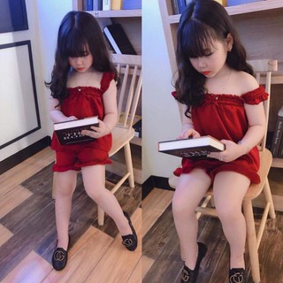 Sỉ bộ pizama bèo vai + váy bé gái
