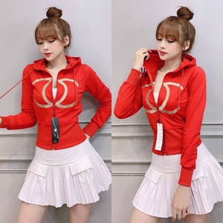 Áo khoác nữ thun cotton cao cấp form lửng da cá thêu logo mẫu mới