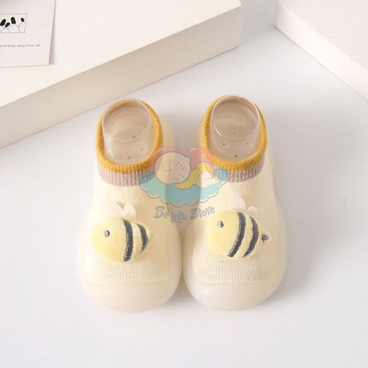 Giày bún tập đi chống trơn trượt họa tiết 3D dễ thương, vải Cotton mềm mại (Giày bún cho bé trai – Giày bún cho bé gái)