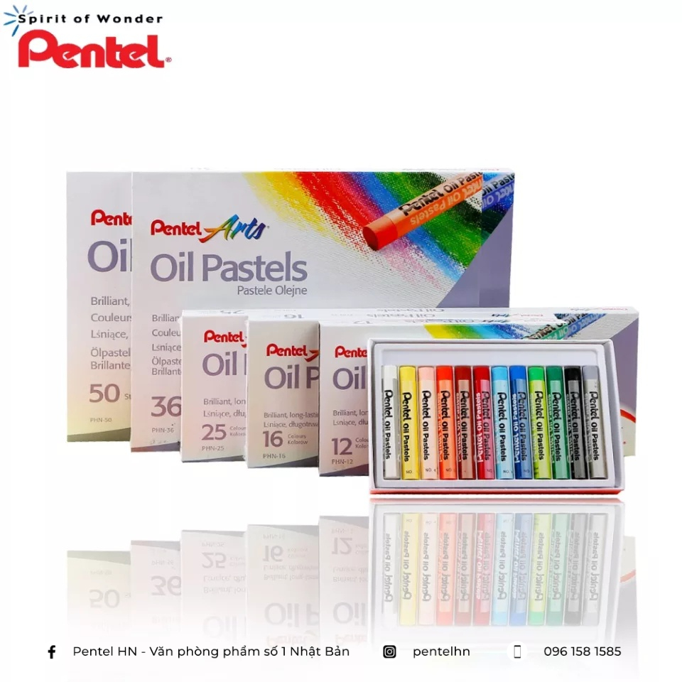 𝐏𝐞𝐧𝐭𝐞𝐥 𝐊𝐢𝐝 𝐀𝐫𝐭 𝟏 - Cùng bé sáng tạo thế giới muôn màu - Combo Sáp Màu Dầu Pentel Oil Pastel PHN + Chì Tiệp Vàng + Tẩy