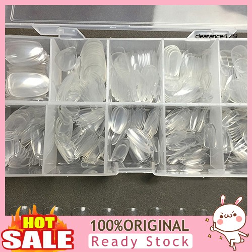 Set 500 Móng Tay Giả Trong Suốt Hình Oval Nhiều Kích Thước Chọn Lựa Tiện Dụng