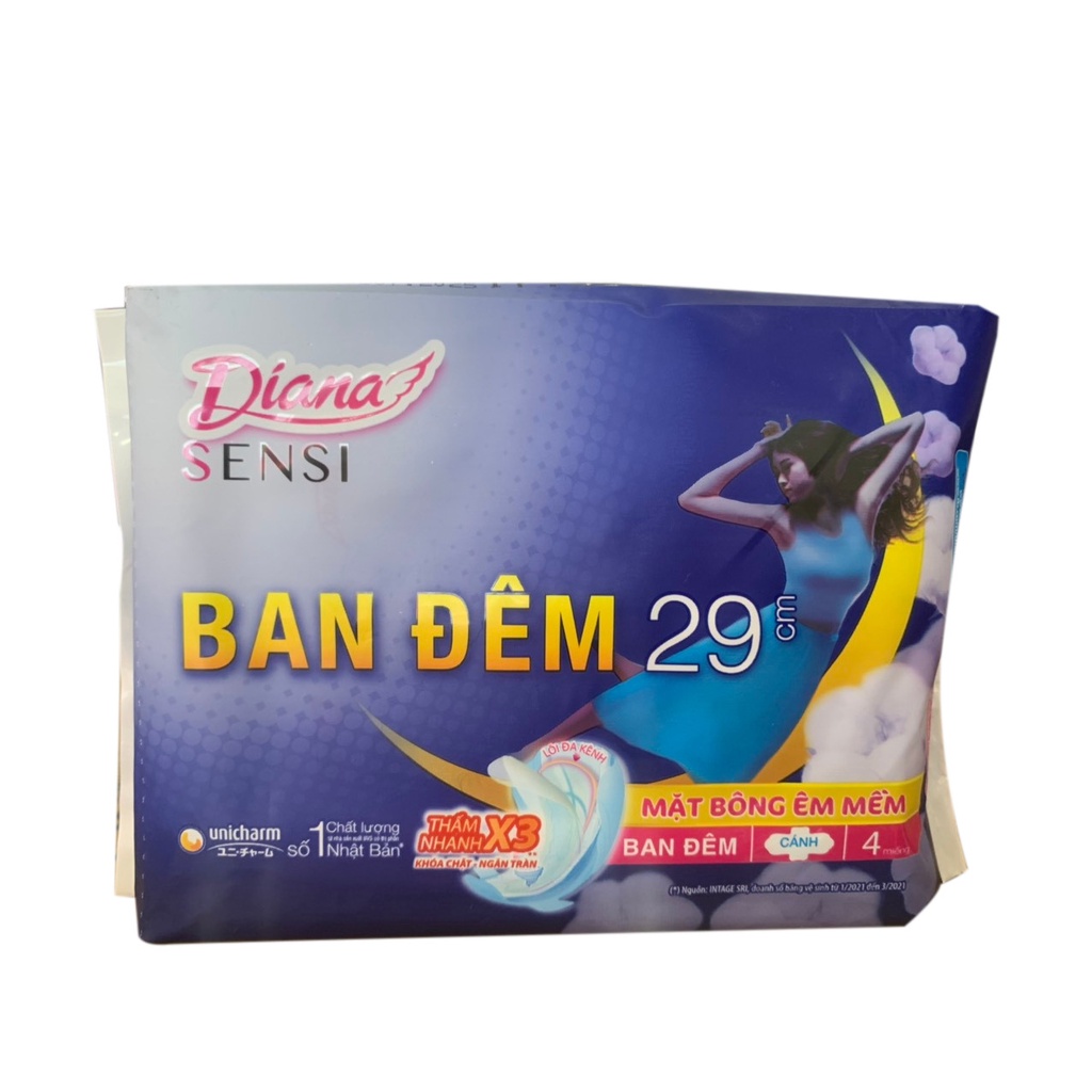 Băng Vệ Sinh Diana Sensi Ban Đêm 29cm (Gói 4 Miếng)