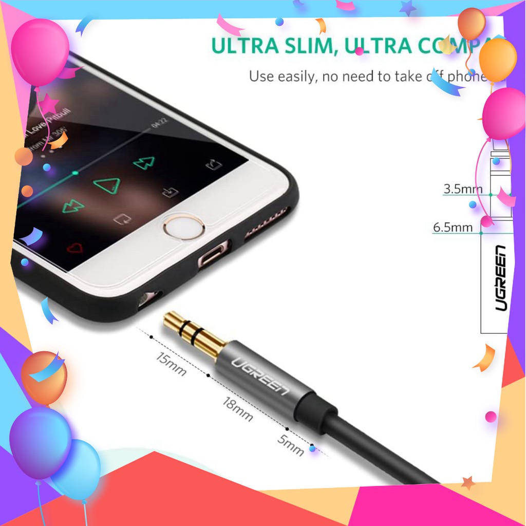 Dây cáp nối dài 3.5mm đầu đực sang 3.5mm đầu cái mạ vàng UGREEN AV118