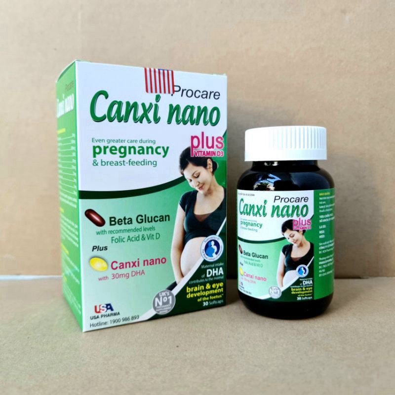 Procare Canxi nano pregnancy giúp bổ sung canxi cho phụ nữ chuẩn bị mang thai, có thai và cho con bú - Hộp 30 viên