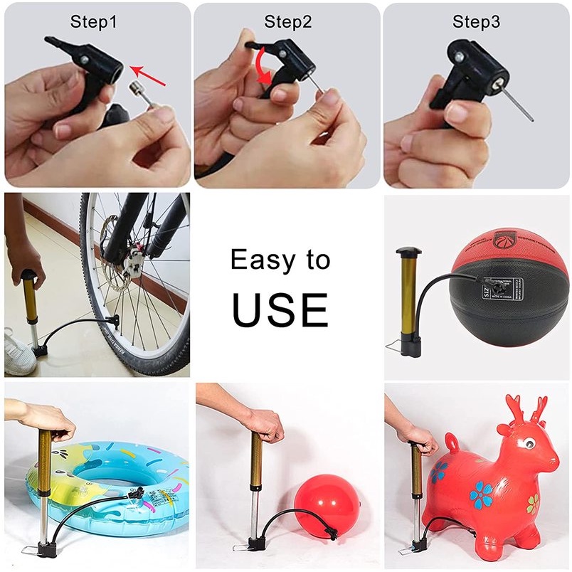 1 bộ dụng cụ bơm bánh xe đạp mini di động tiện dụng