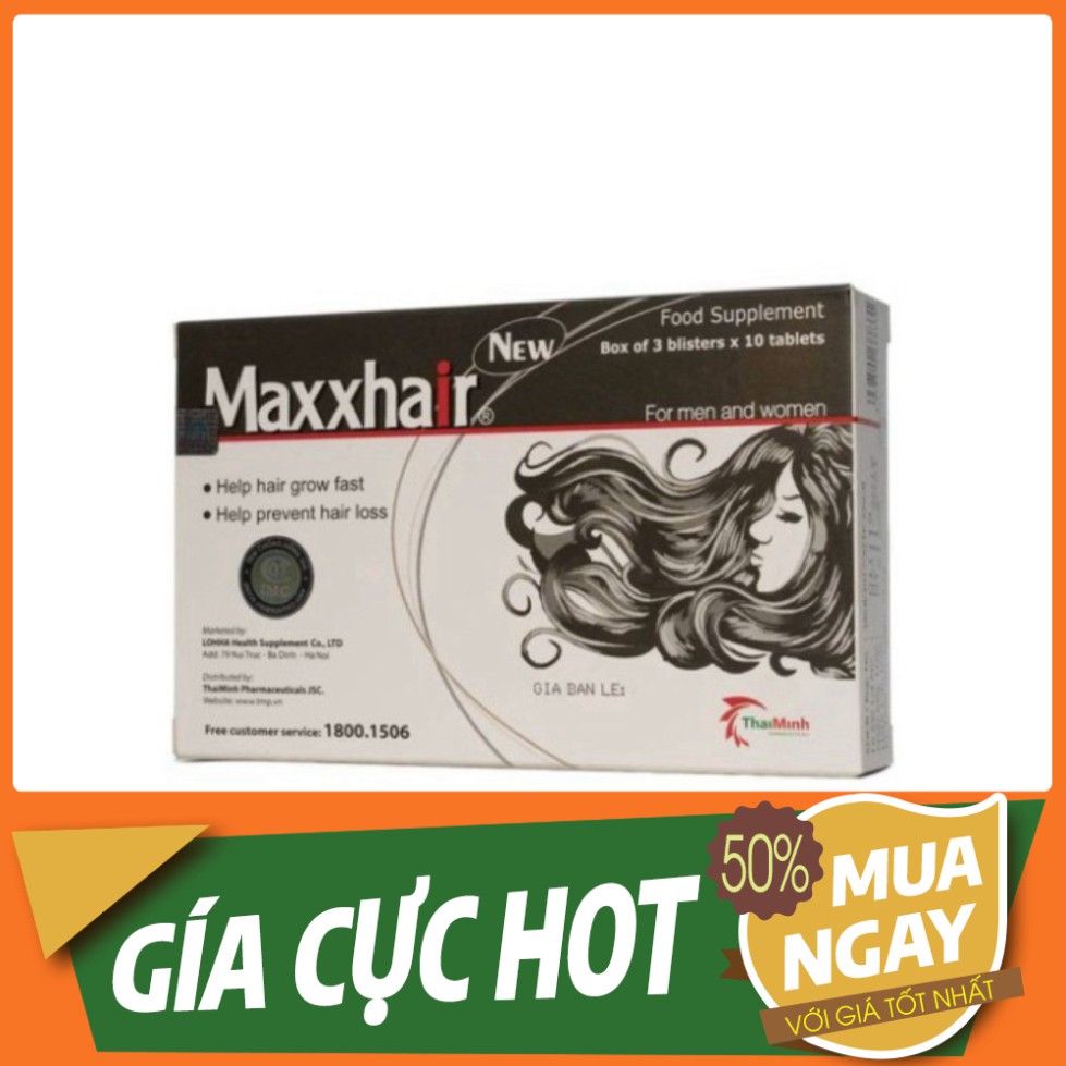 GIÁ CỰC HÓT Viên Uống Dưỡng Tóc Giảm Rụng Tóc❤️FREESHIP👍 Maxxhair ❤️ giúp chăm sóc tóc, mọc tóc nhanh, giảm rụng tóc GI
