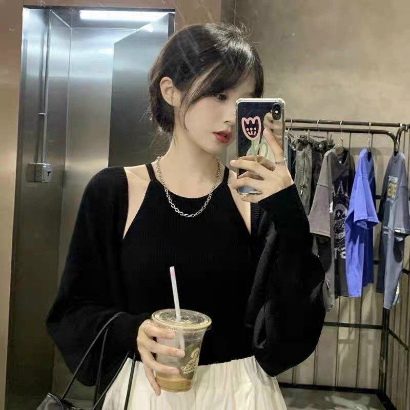 Sét Áo Cổ Yếm Kèm Khoác Gân 2M 🦋FREESHIP 🦋Áo Siêu Hot Trong Mùa Đông Năm Nay