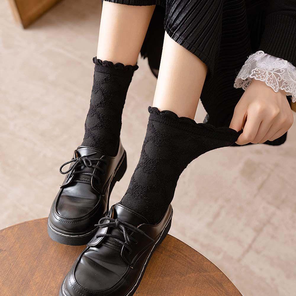 Tất Lưới Thoáng Khí Màu Trắng Đen Phong Cách Lolita Cho Nữ