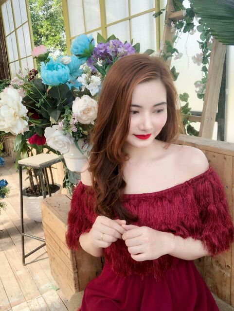 Đầm maxi trễ vai phối dây tơ bèo trùm cực yêu-Hình thật SP Kèm hình Khách | BigBuy360 - bigbuy360.vn