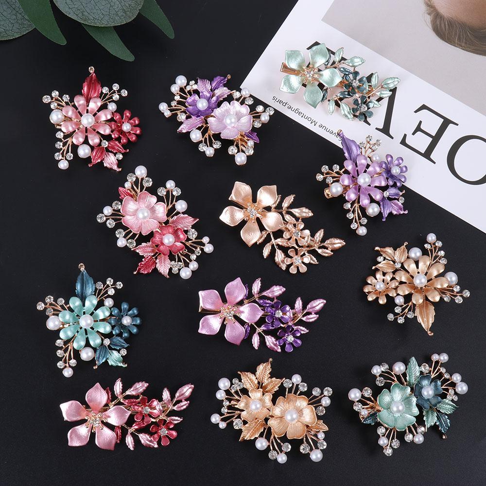 Kẹp Tóc Hợp Kim Hình Hoa Xinh Xắn|Trâm Cài Tóc Cô Dâu Đính Đá Sang Trọng