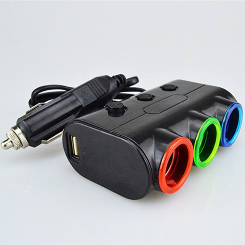 BỘ CHIA 3 Ổ TẨU, 2 Ổ CỔNG USB CÓ ĐÈN LED