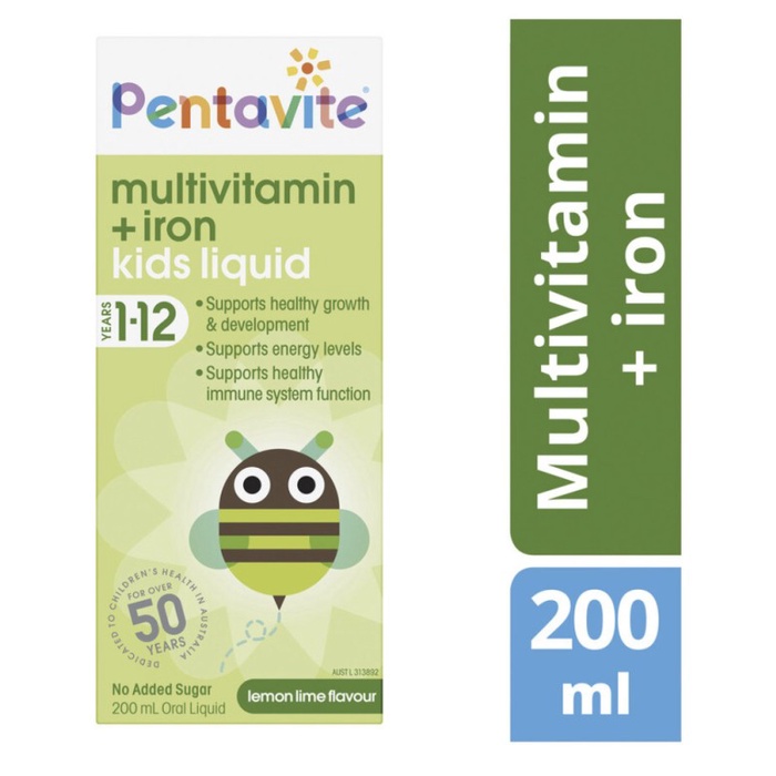 Vitamin tổng hợp cho bé Pentavite Multivitamin + Iron Kids Liquid 200ml chuẩn Úc