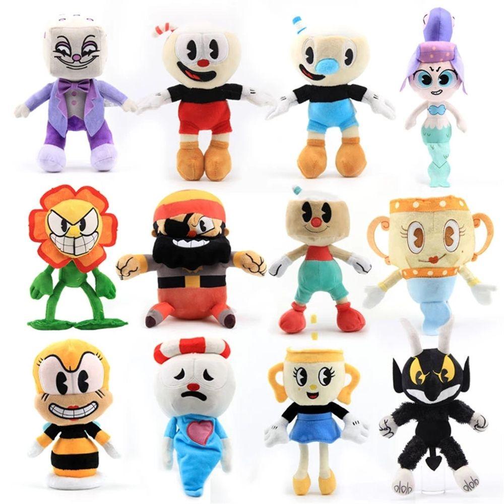 Búp Bê Nhồi Bông Mềm Hình Cuphead Màu Cầu Vồng Dễ Thương