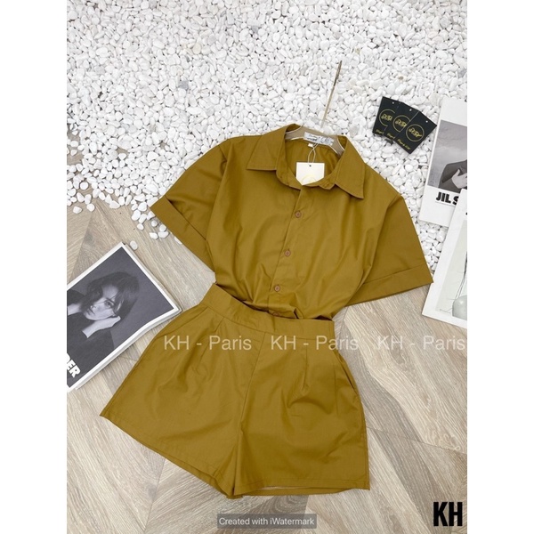 Set sơmi khuy eo về 3 màu