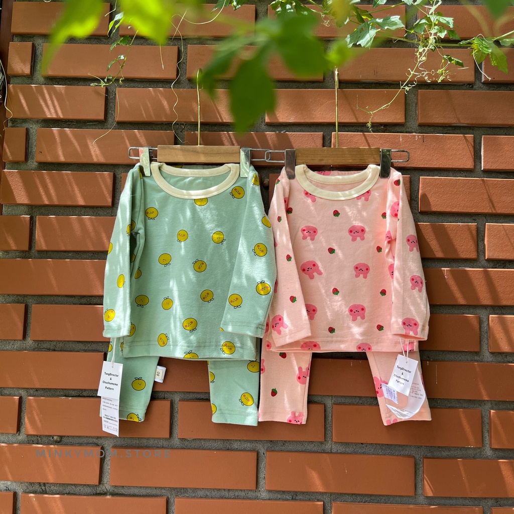 Bộ Đồ Dài Tay Hoạ Tiết Đáng Yêu Cho Bé Trai/Gái Chất Liệu Cotton Co Dãn Thoáng Khí